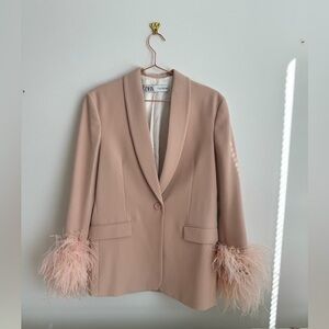 Feather Trim Blazer